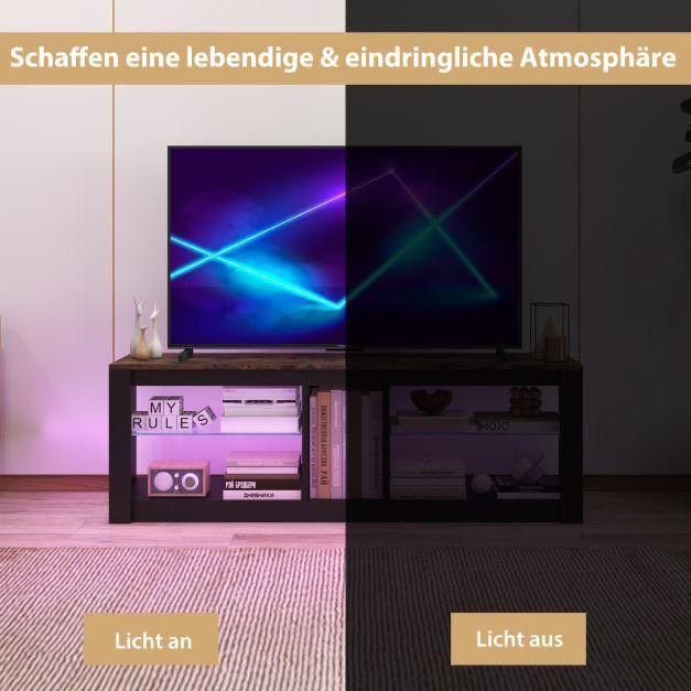 TV Schrank Kommode Glasregale LED