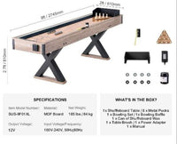 2in1 Shuffleboard-Tisch Bowling-Funktion (274 cm) LED-Beleuchtung