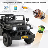Elektrisches Kinderauto 12 V mit Fernbedienung & LED – Schwarz