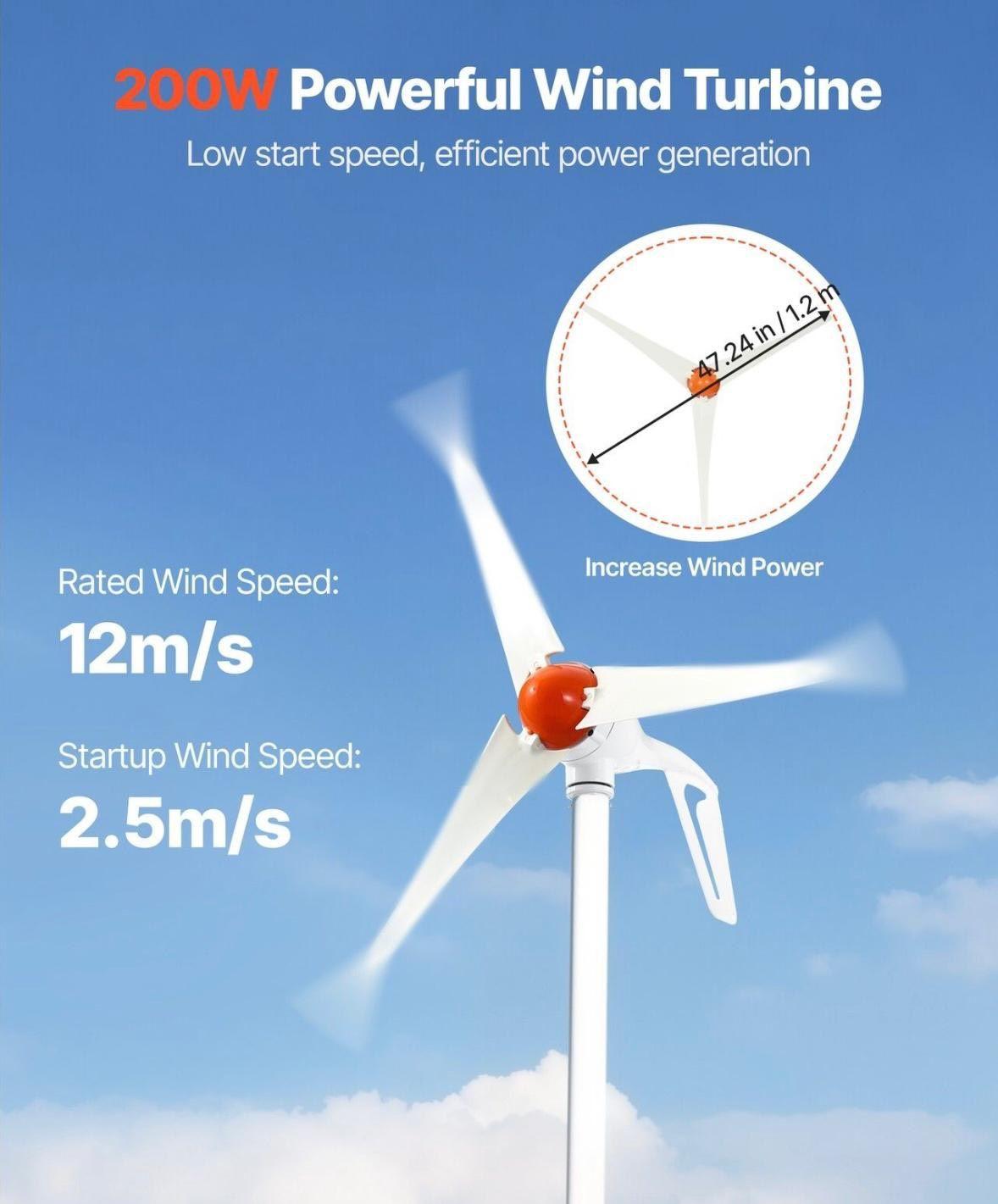 Solar Windkraft Set 12V 400W Windturbine