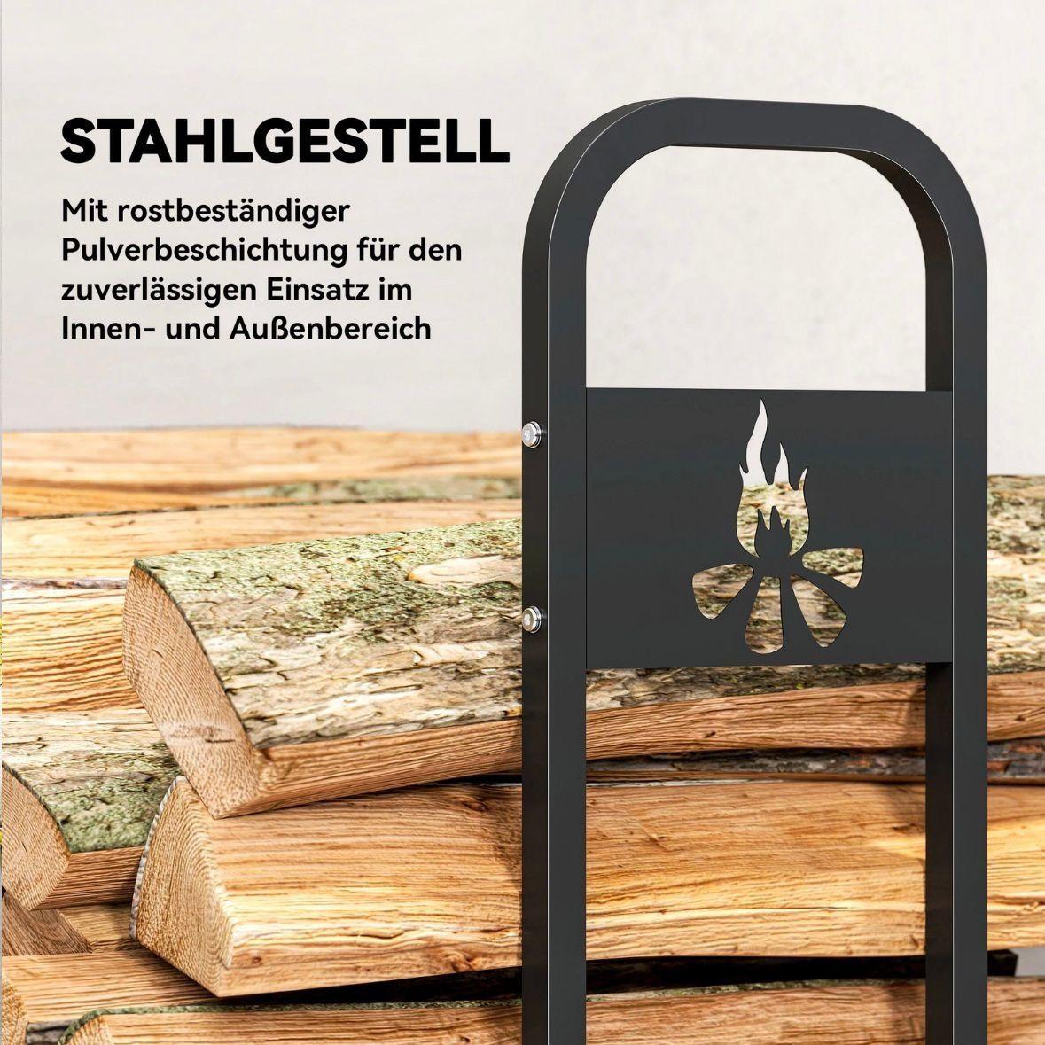 Kaminholzregal Brennholzlager mit Abdeckung 199cm Stahl bis 300kg