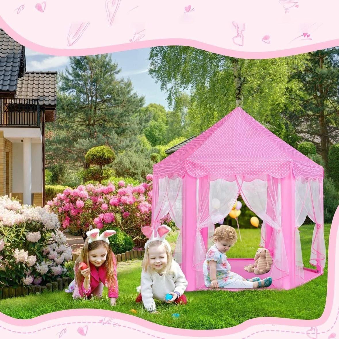 Prinzessinnen-Spielzelt Rosa Kinderzelt mit LED-Beleuchtung