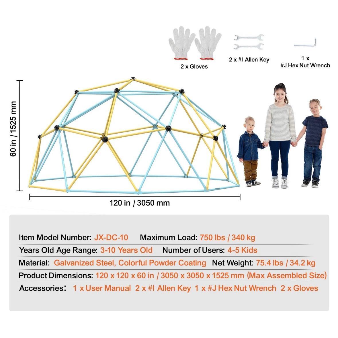 Geometrische Kletterkuppel Ø3m Klettergerüst für Kinder