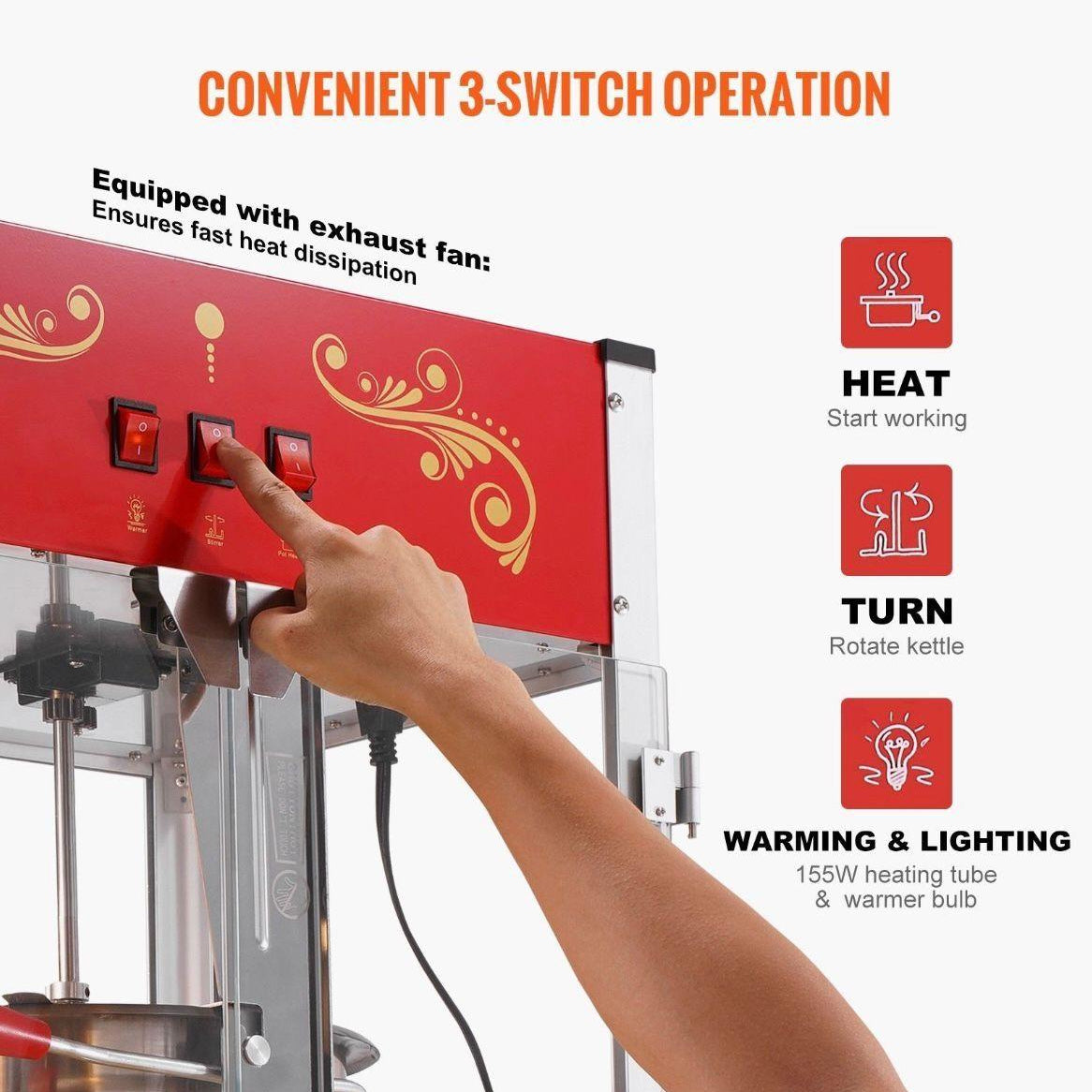 Popcornmaschine im Kino-Design 1615 W Profi Popcorn Maker