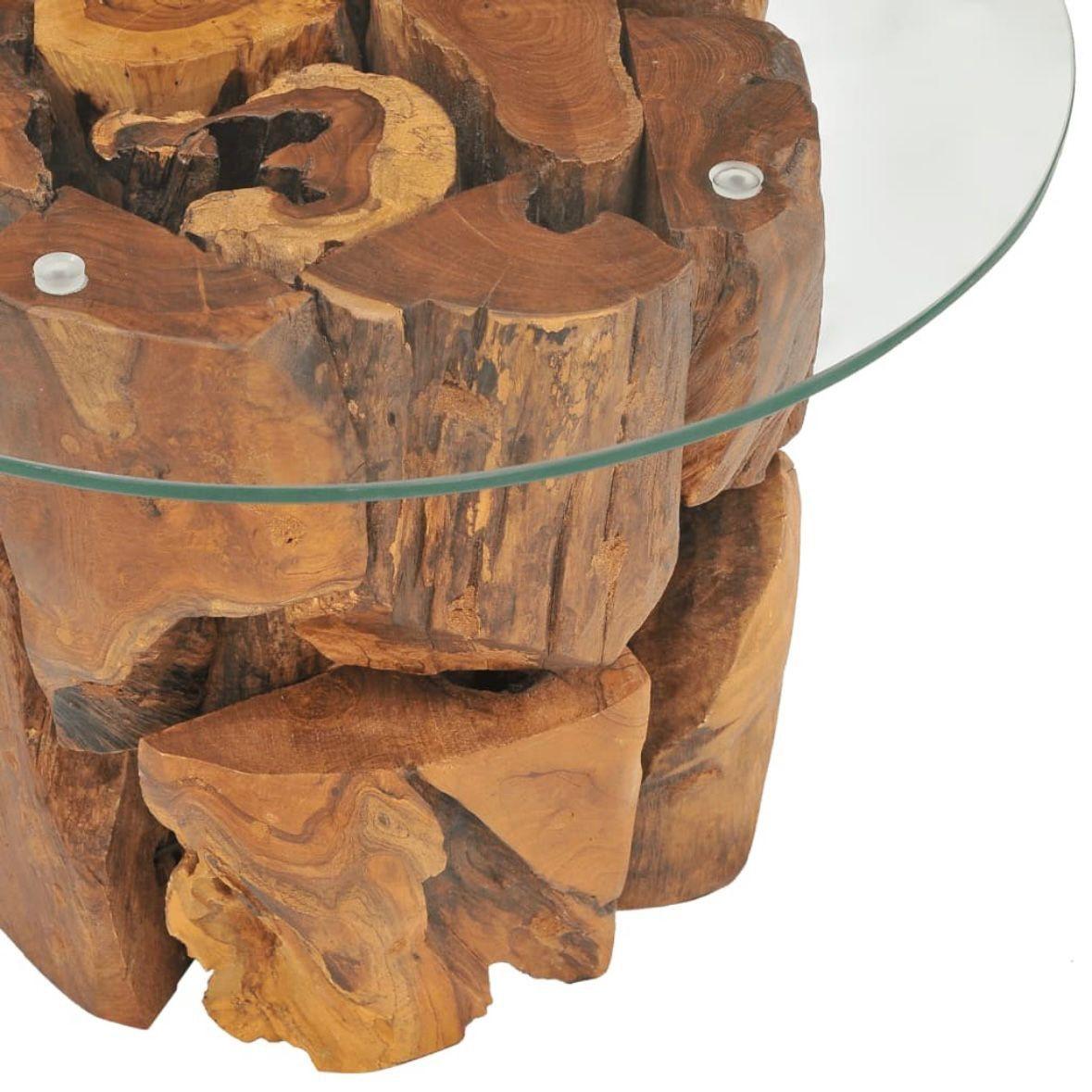 Couchtisch Teak Treibholz mit Glasplatte