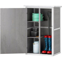 Gartenschrank Holz Geräteschrank Gartenhaus Weiß Grau
