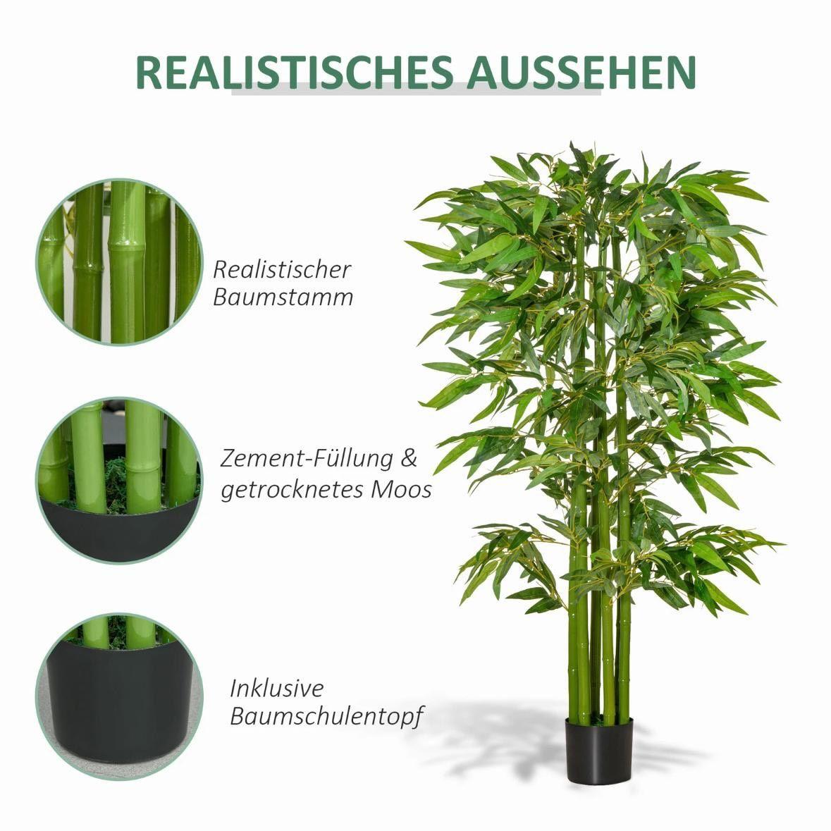 Künstlicher Bambusbaum 160cm Kunstpflanze Deko Topf