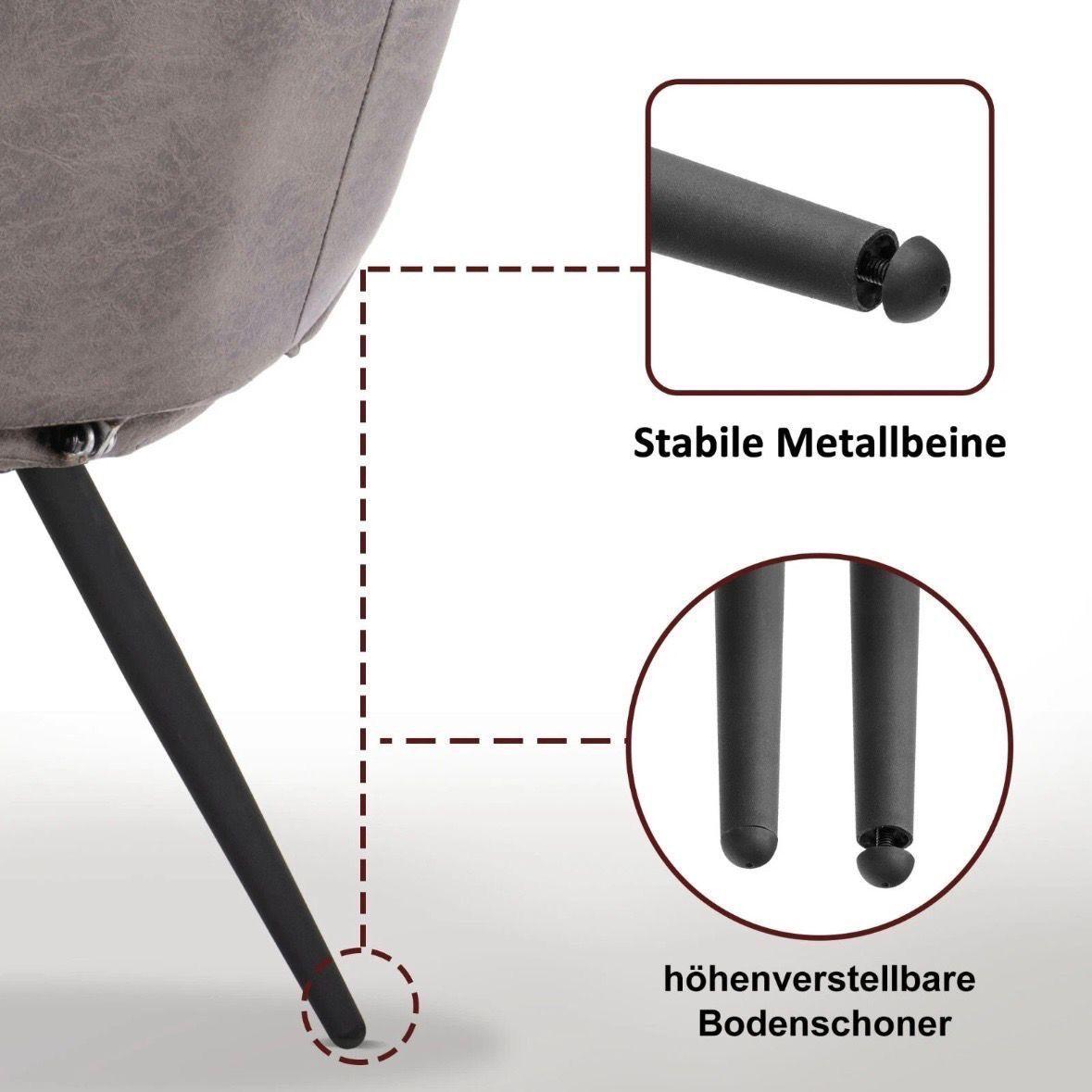 Relaxsessel mit Hocker grau Fernsehsessel Loungesessel Retro