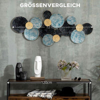 Metall Wandbild Kreise Blau Gold Schwarz 3D Kunst