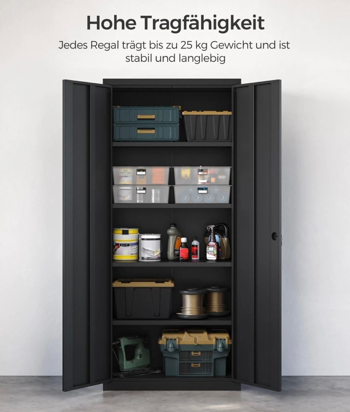 2er Set Aktenschrank abschließbar 4 verstellbaren Einlegeböden 180 cm