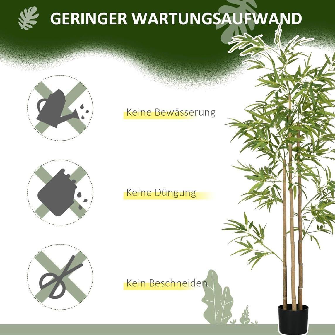 Kunstpflanze Bambus 180cm künstlich grün Deko