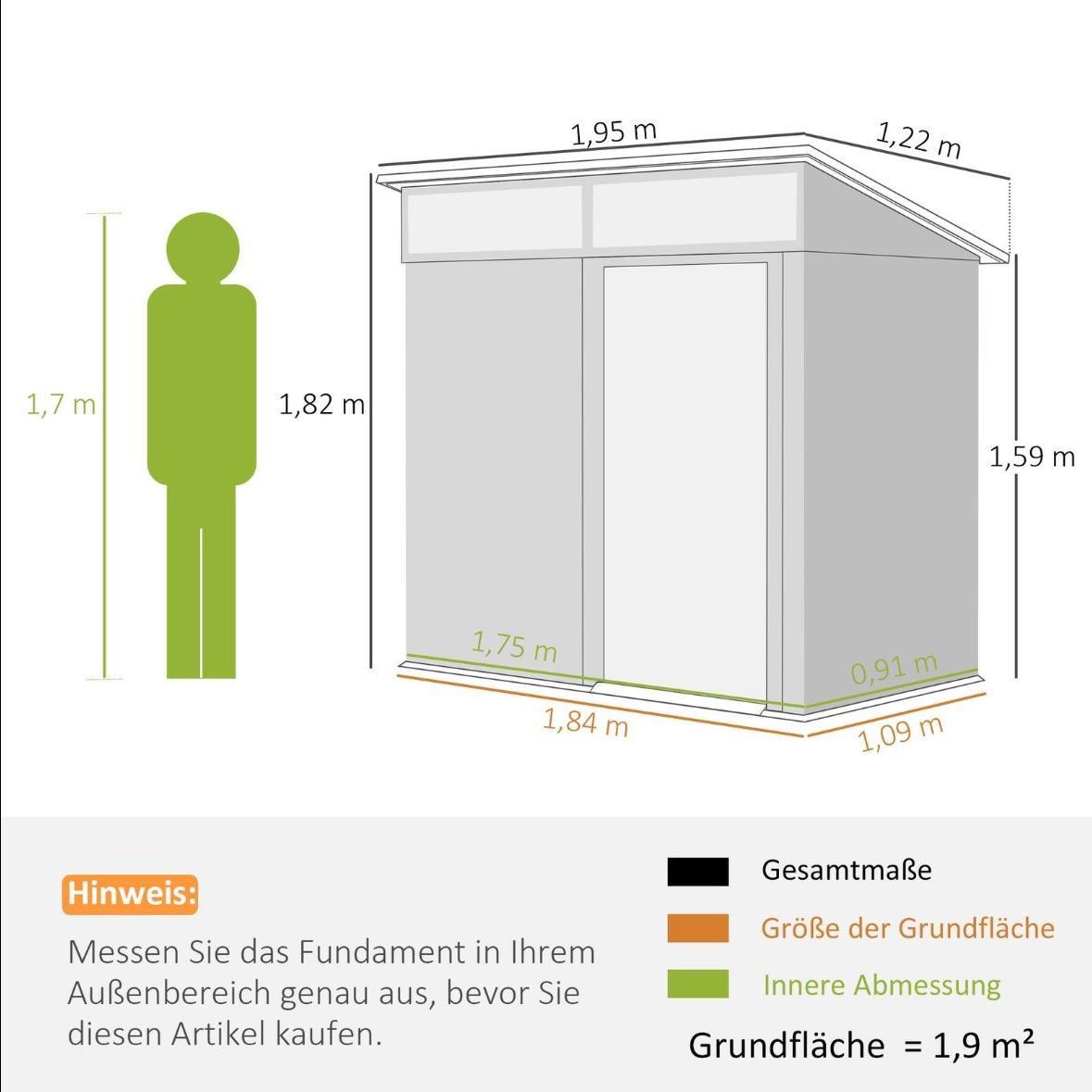 Gerätehaus Gartenhaus Geräteschrank Gartenschrank
 1,9m²