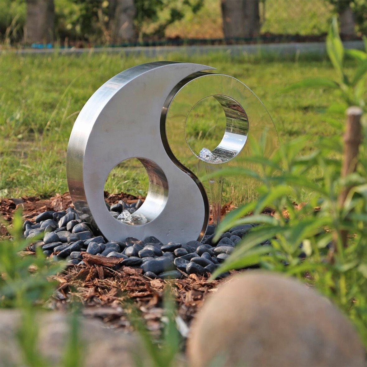 Edelstahl Springbrunnen Yin Yang Gartenbrunnen