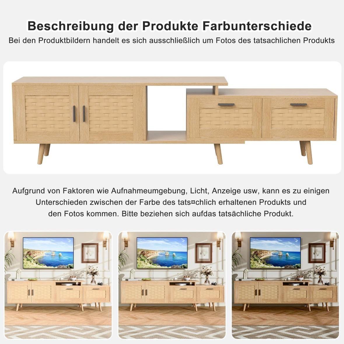 TV-Schrank mit Bambusgeflecht Längenverstellbar 169cm