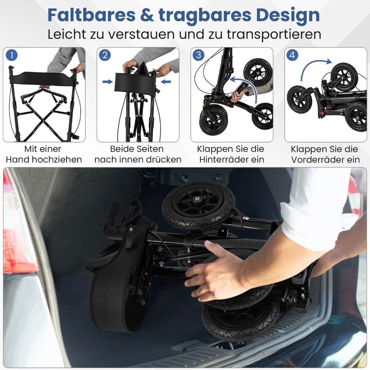Faltbarer Rollator höhenverstellbar bis 140kg