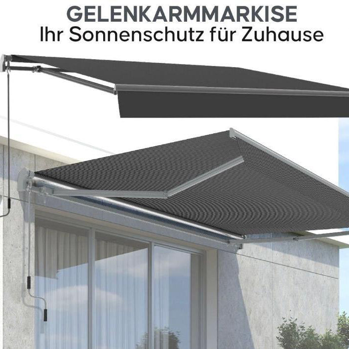 Gelenkarmmarkise 3,95×2,5m mit Handkurbel & UV-Schutz