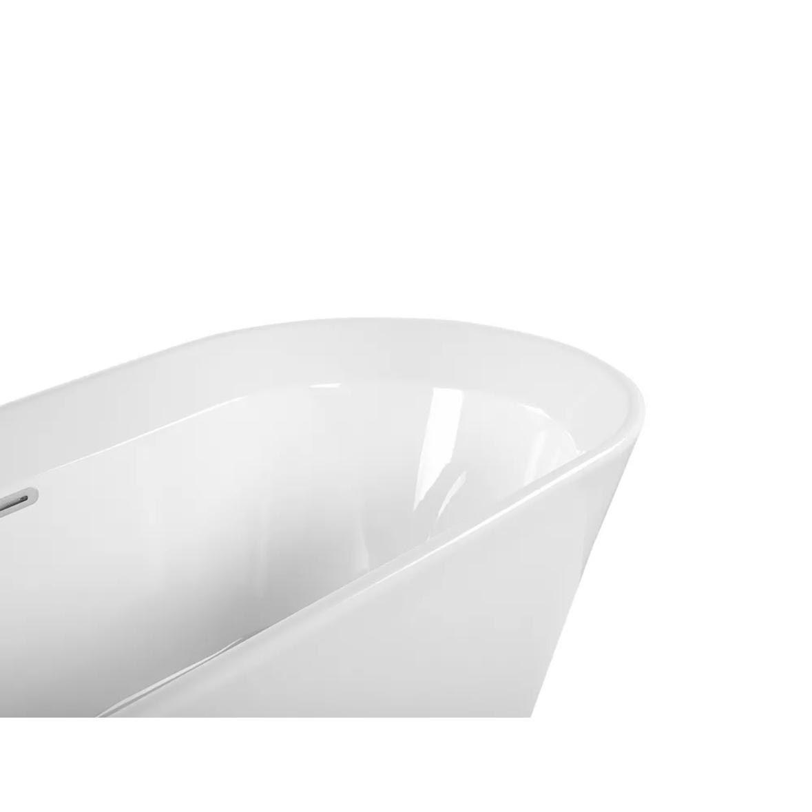 Freistehende Badewanne 170cm Weiß Acryl Oval mit Überlauf 220L