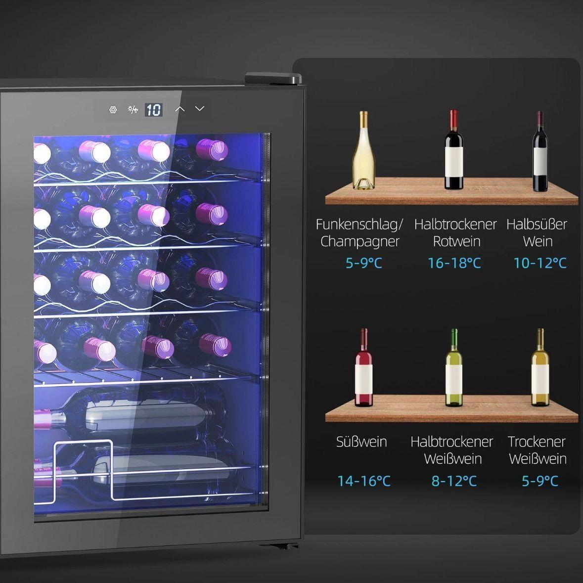 Weinkühlschrank 20 Flaschen 53L 5–18°C LED