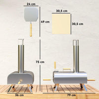 Outdoor Pizzaofen Holzpellet Edelstahl mit Pizzastein & Schaufel