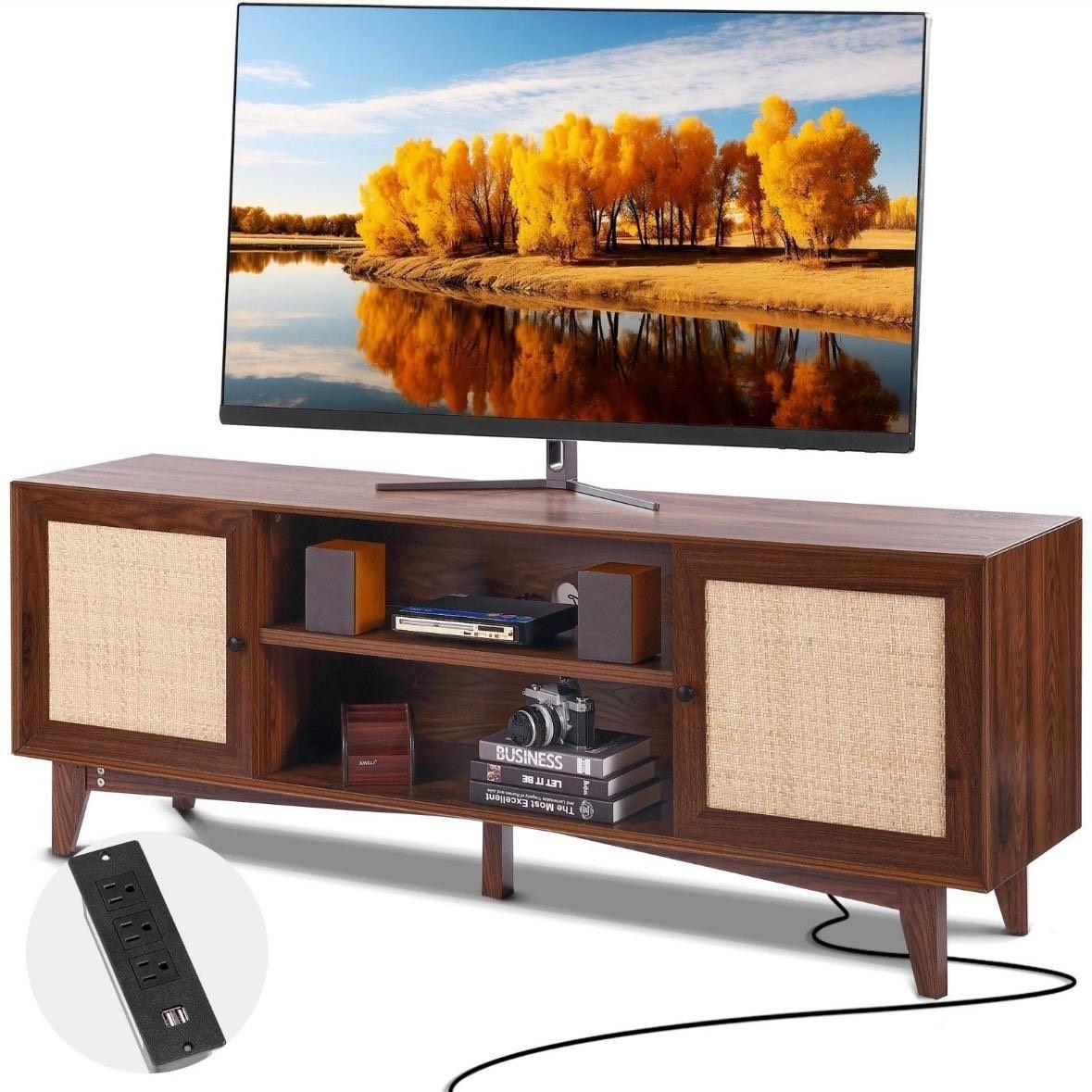 TV Lowboard Rattan 165cm Boho Vintage