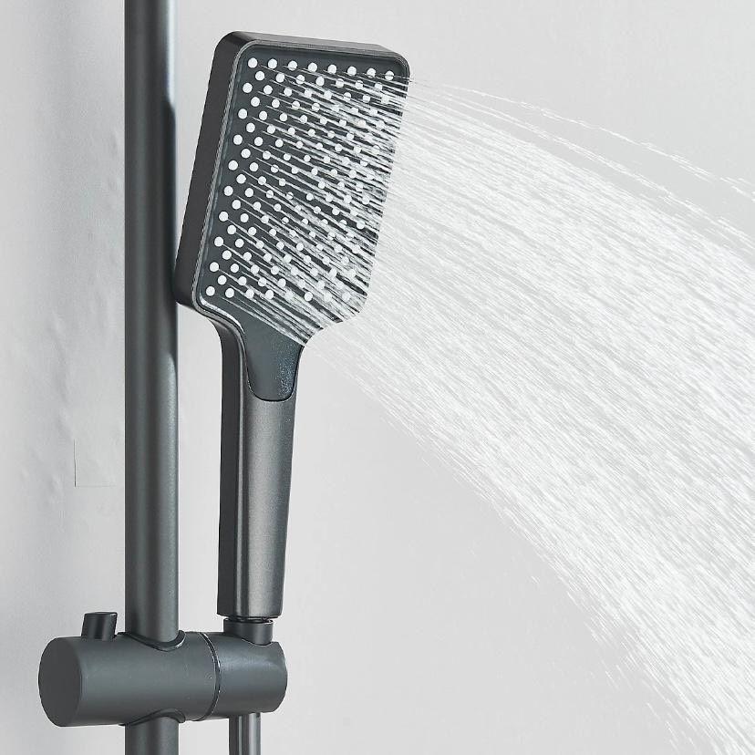 Duschsystem Grau mit Thermostat Regendusche + Handbrause Komplettset