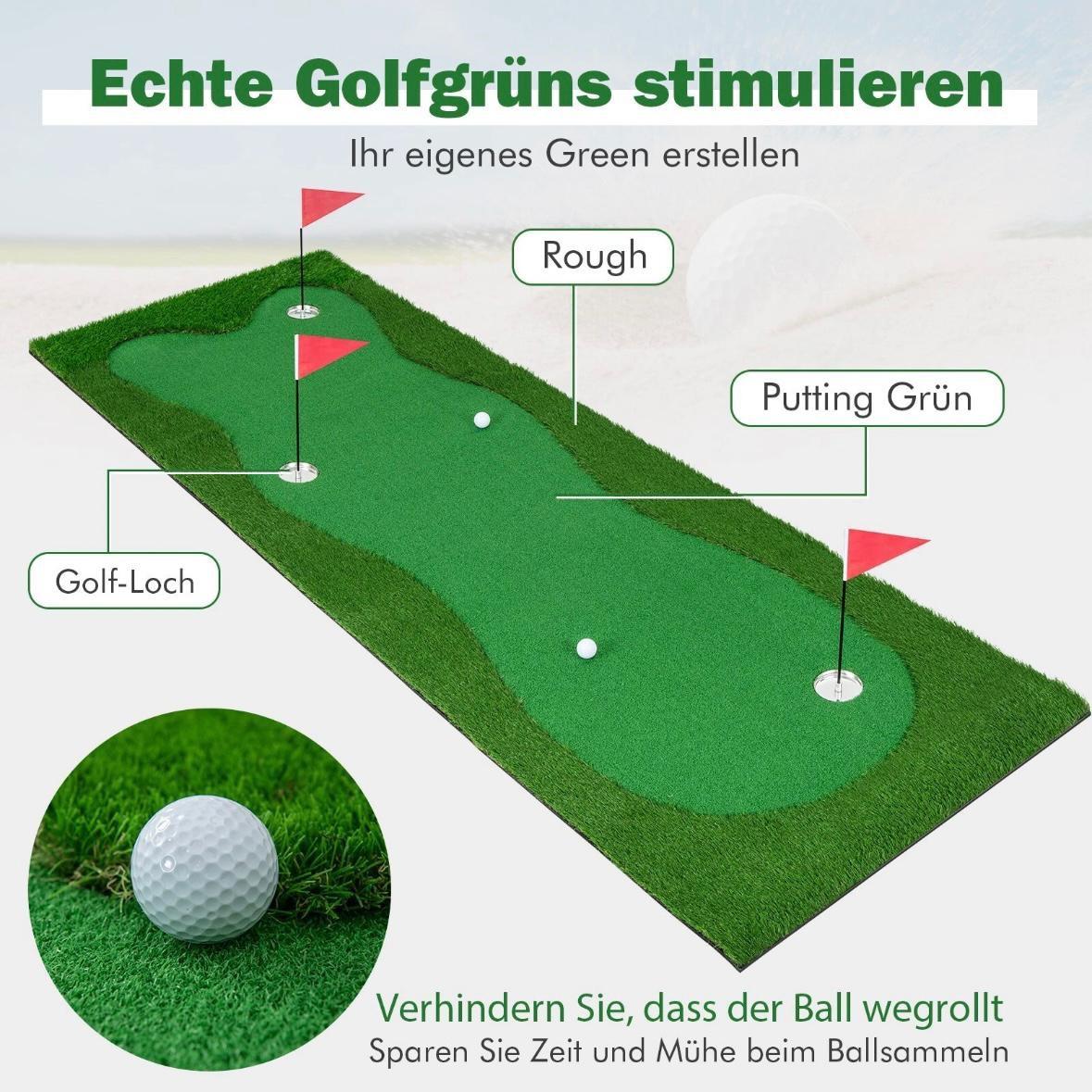 Golf Puttingmatte 300×100cm Trainingsmatte mit 3 Löchern