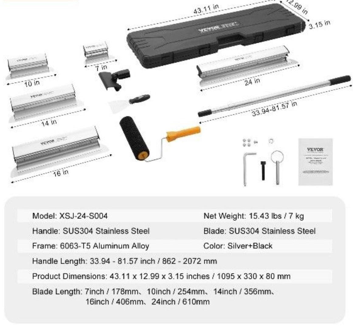 5tlg Set Trockenbau Spachtelmesser mit Teleskopgriff