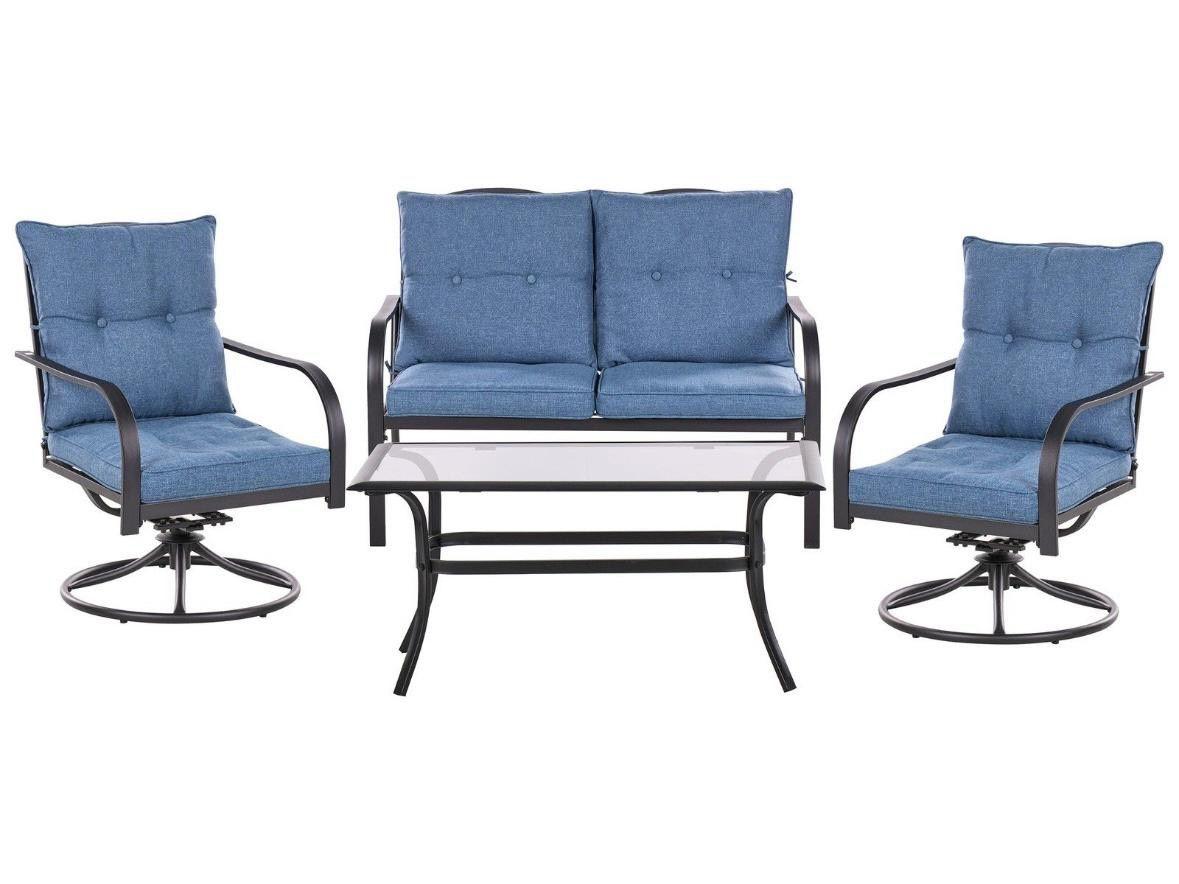 4tlg Gartenset mit Sofa Sessel & Couchtisch Polyratten-Optik