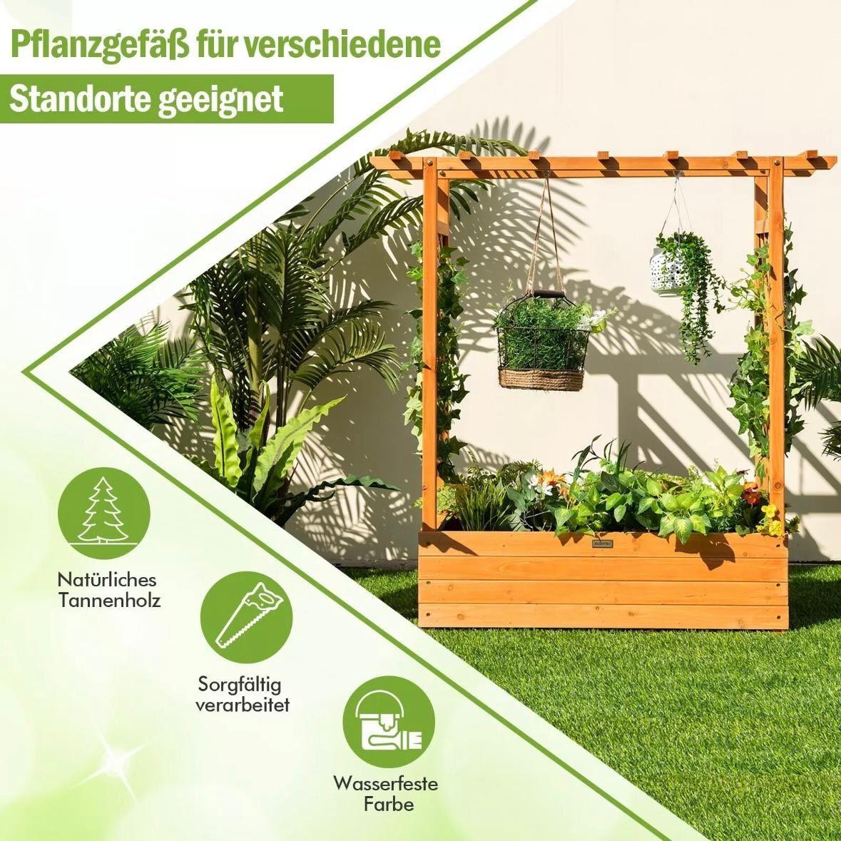 Hochbeet Holz mit Spalier Pflanzkasten Garten Balkon