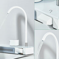 Edelstahl Küchenspüle Weiß mit LED & Wasserfall-Armatur