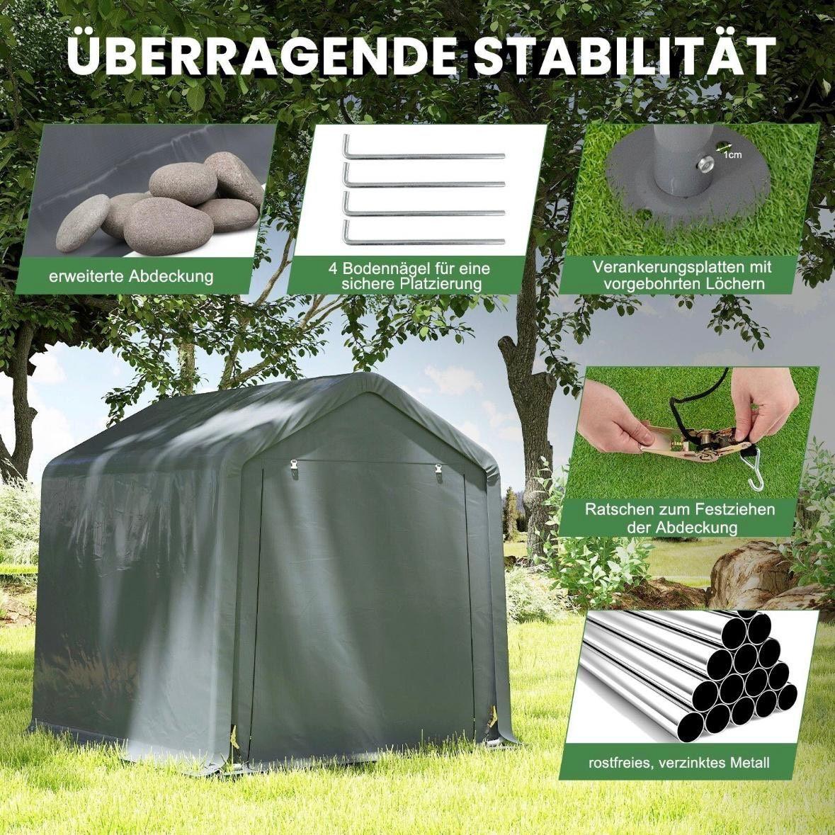 Zeltgarage Grau 240×195×214cm Wetterfester Unterstand