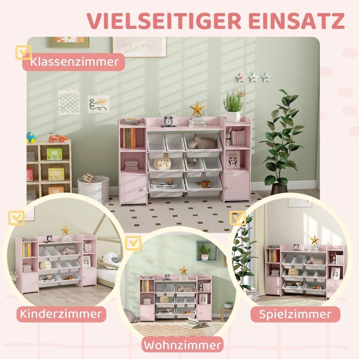 Kinderregal mit Boxen Rosa Spielzeugregal
