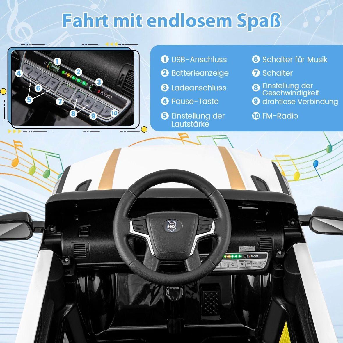 Kinder Elektro Polizeiauto 12V mit Fernbedienung & Sirene
