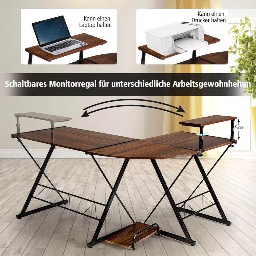Schreibtisch L Form Eckschreibtisch Computertisch Monitorständer