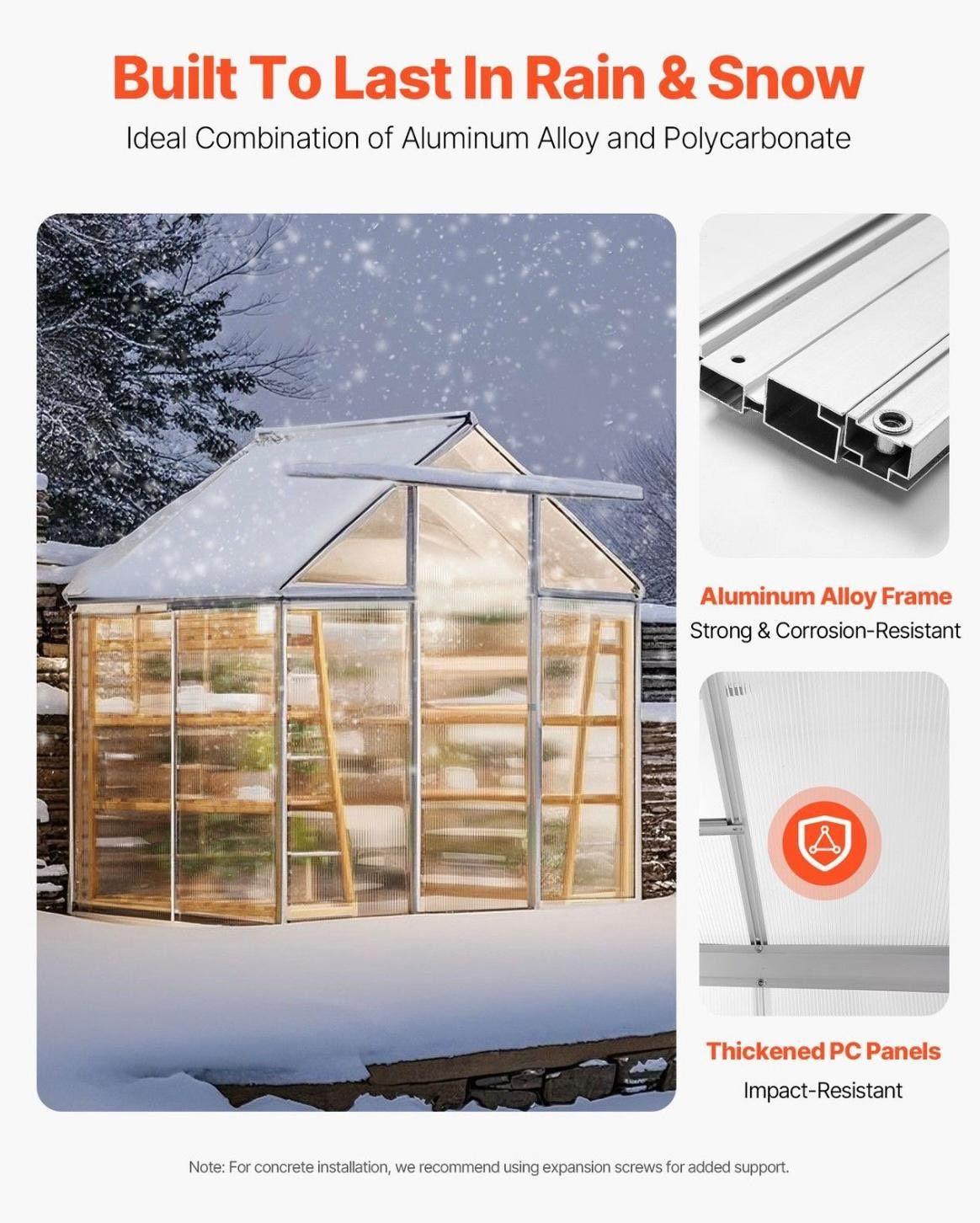Gewächshaus Aluminium Polycarbonat 4,75m² Frühbeet Gartenhaus