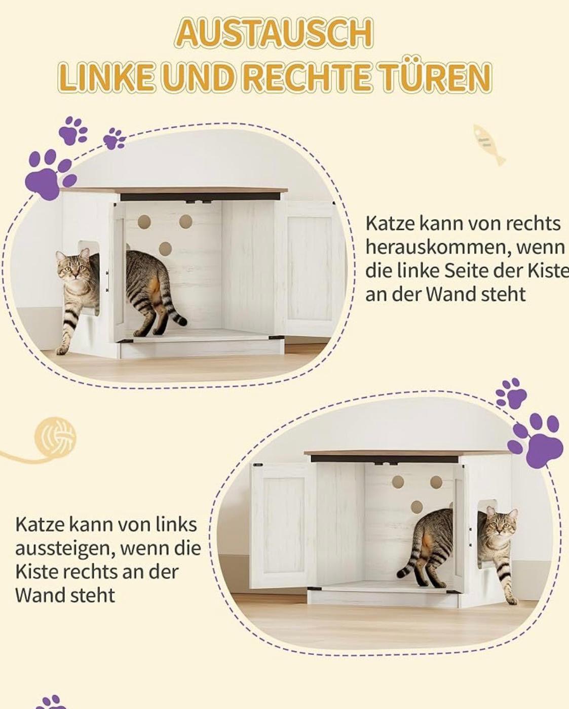 Kratzbaum mit Katzenschrank & Futterstation 173cm