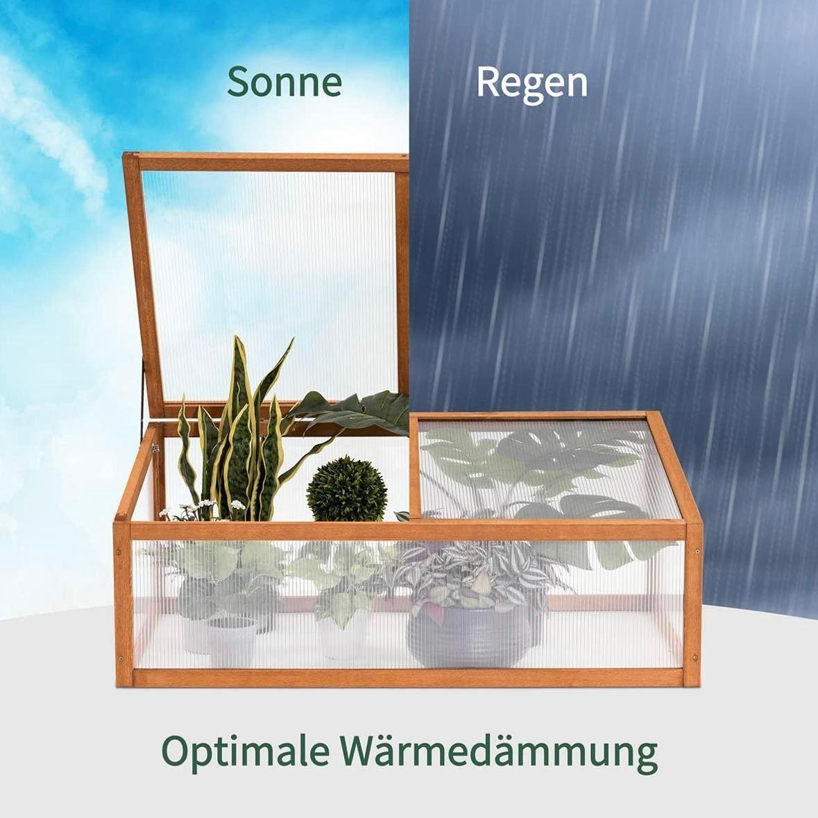 Frühbeetkasten Holz Gewächshaus Anzuchtkasten Garten