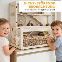 Hamsterkäfig Holz 3 Ebenen Kleintierkäfig Laufrad