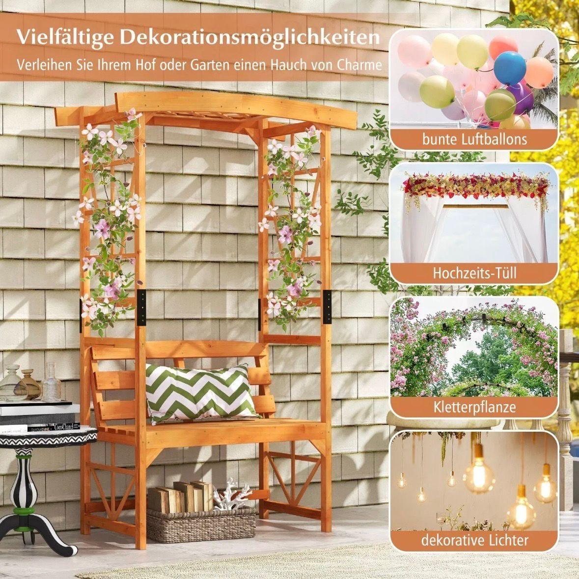 Gartenbogen mit Bank Holz Rankhilfe 189 cm