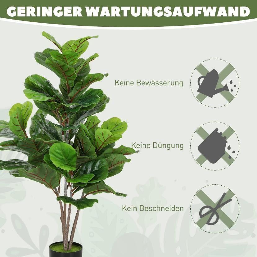Kunstpflanze Geigenfeige 110cm Zimmerpflanze Deko