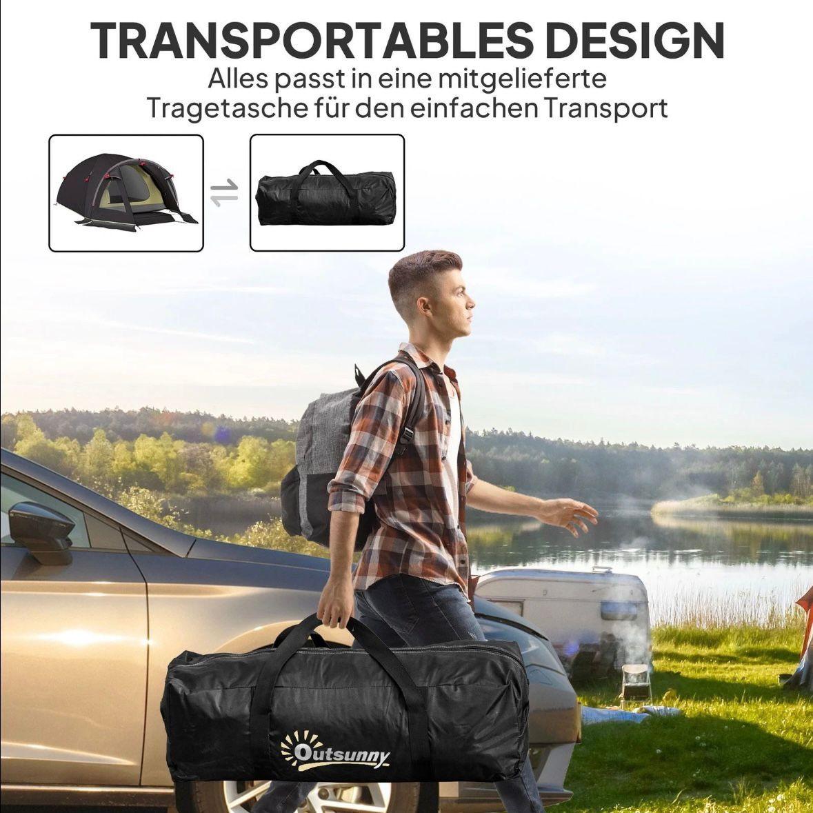 Camping Tunnelzelt für 2–4 Personen mit Wohnbereich