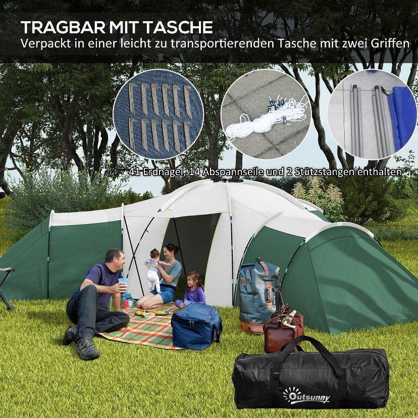 Tunnelzelt für 6–9 Personen 3 Schlafkabinen & Veranda