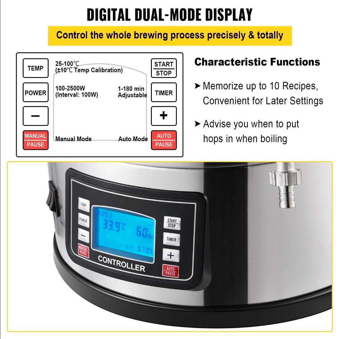 Bierbrauanlage Edelstahl 30L Braukessel Homebrew LCD Komplettset