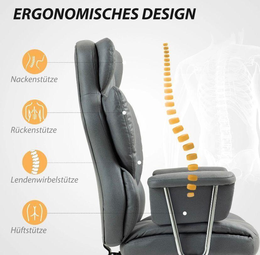 Ergonomischer Bürostuhl mit Liegefunktion Fußstütze & Mikrofaserbezug