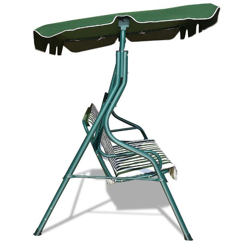 Hollywoodschaukel 3 Sitzer Grün Garten Schaukel mit Dach