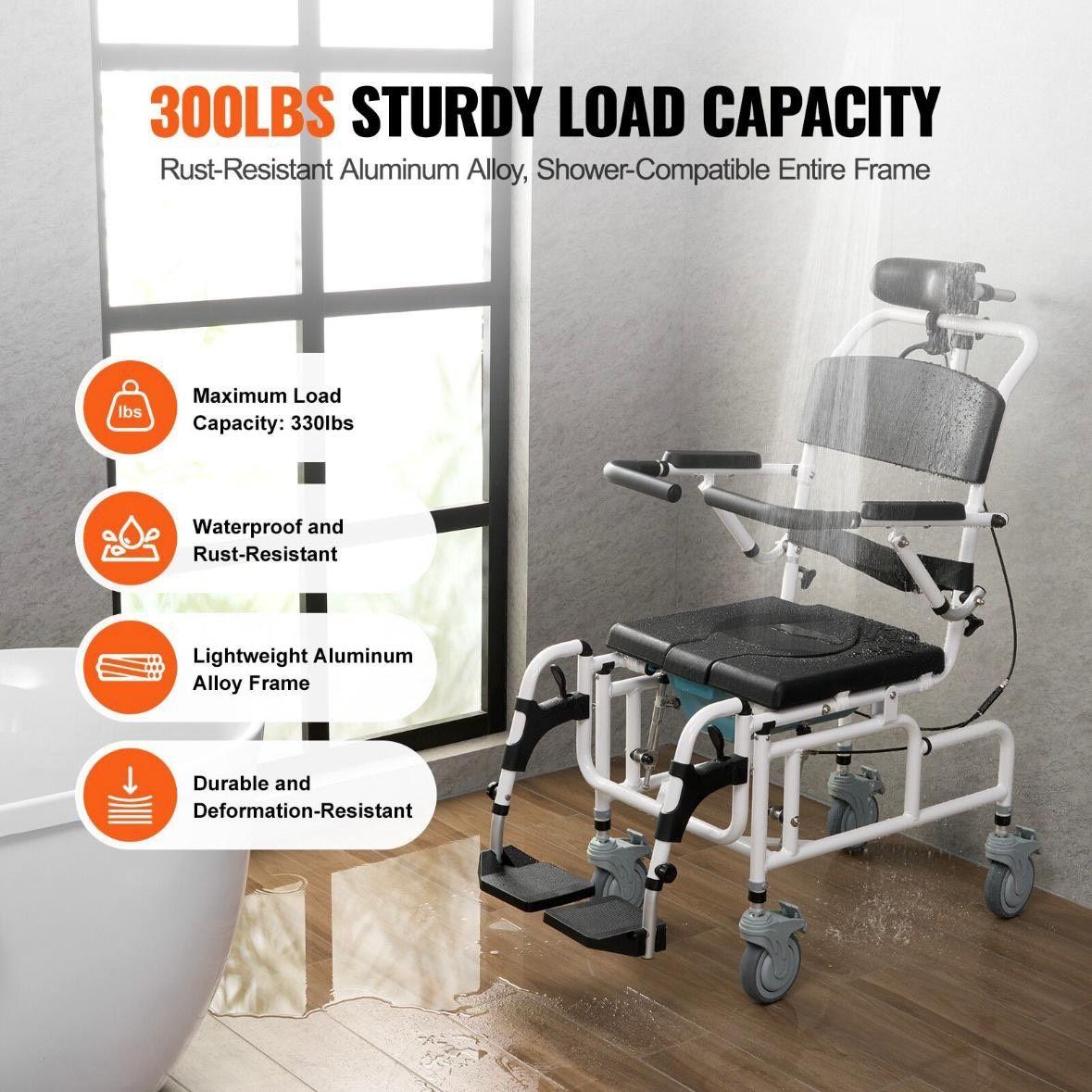 Toiletten- & Duschrollstuhl klappbar bis 136kg