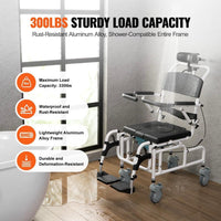 Toiletten- & Duschrollstuhl klappbar bis 136kg