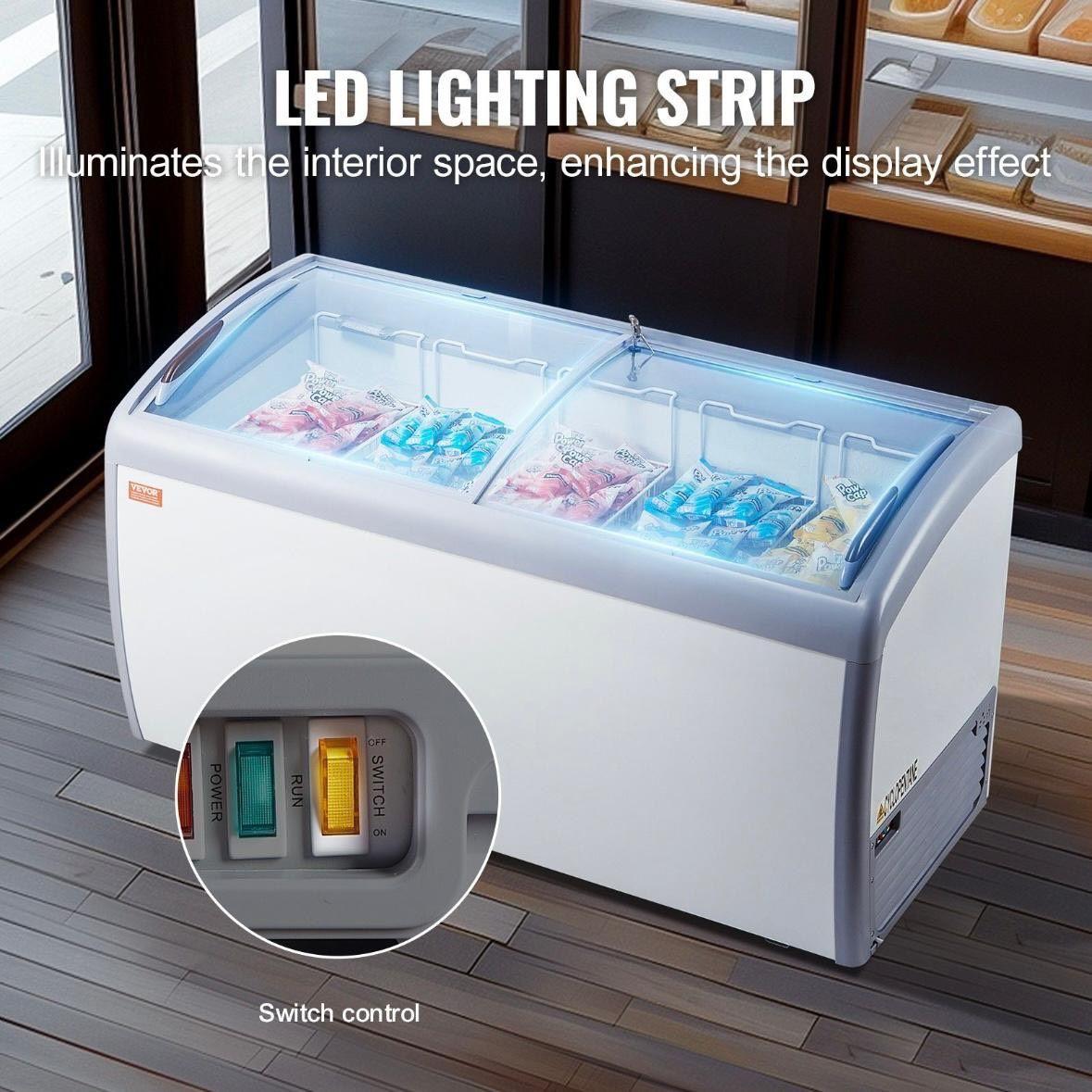 Eisvitrine 362L Tiefkühltruhe mit LED & Glasschiebetüren
