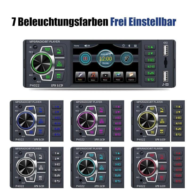 1 DIN Autoradio Bluetooth IPS Display USB AUX Freisprecheinrichtung