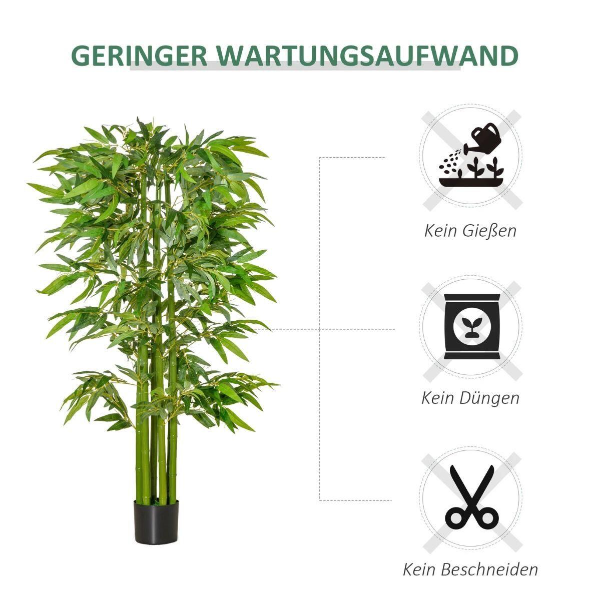 Künstlicher Bambusbaum 160cm Kunstpflanze Deko Topf